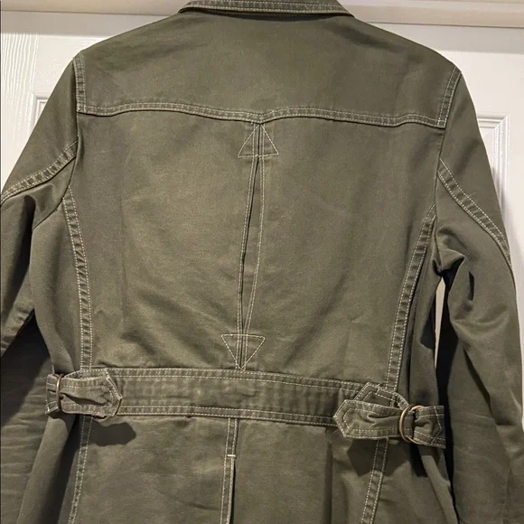 Women Utility Field Safari Cotton Olive Cinched Waist military Jacket Med - Picture 6 of 16